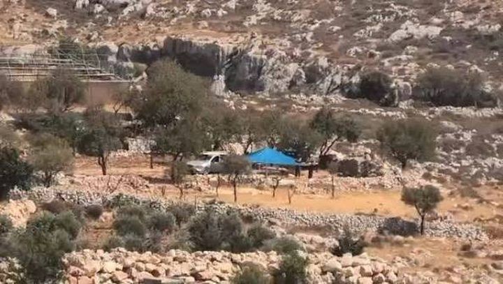 مستوطنون ينصبون خيمة على “جبل القرانع” في دير أبو مشعل