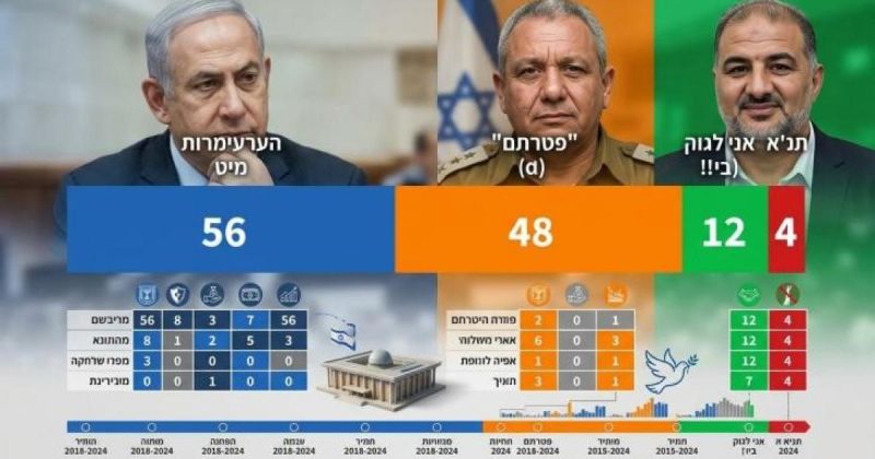 "نتـائـج أوليـة".. معسكر نتنياهو 54 مقعدا والتغيير 48 والعرب 18