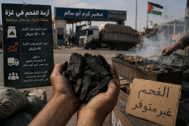 غزة.. أزمة الفحم تكشف هشاشة سوقٍ يتحكم في أنفاسه شحّ الإمدادات