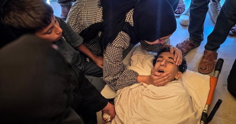 مشهد مؤلم لوداع الطفل مجد محمد حسن عبد الهادي في  خان يونس