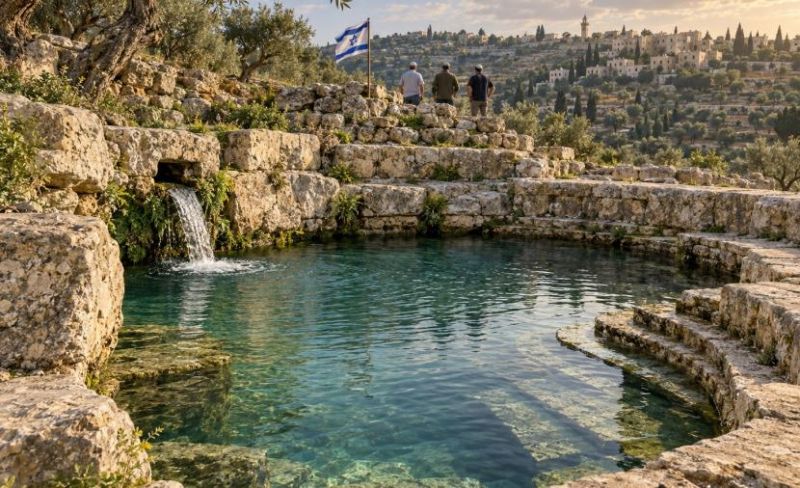 مستوطنون يُؤدون طقوسًا في عين مياه بمنطقة "الرأس" شمال غربي القدس