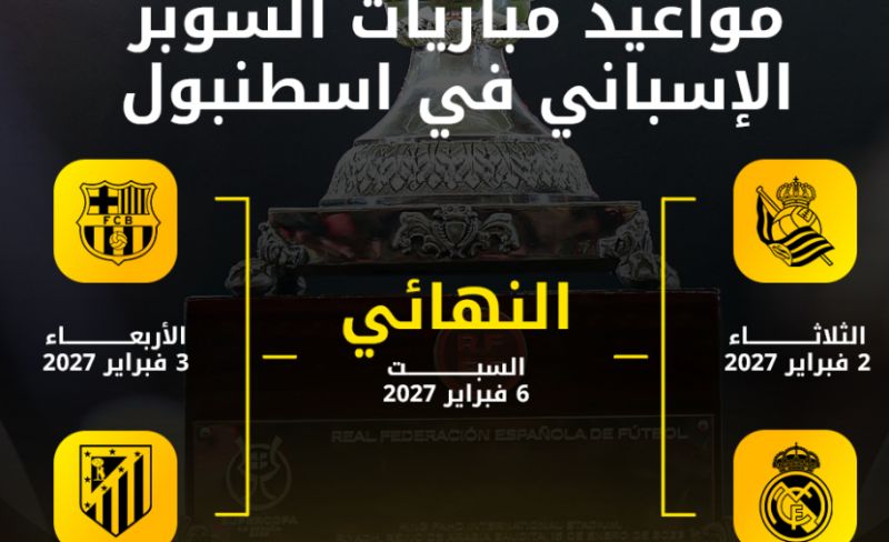 مواعيد مباريات كأس السوبر الإسباني في إسطنبول