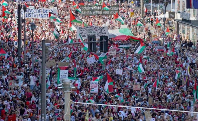 مظاهرات في ألمانيا تضامنًا مع فلسطين وتنديدًا بالعدوان على غزة والضفة