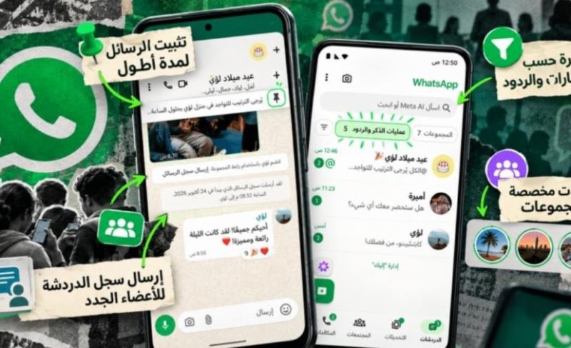 "واتساب" تسلّط الضوء على 4 مزايا مهمة للدردشات الجماعية.. تعرف عليها